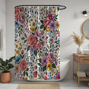 Cottage Core Floral Shower Curtain and Bathroom Decor