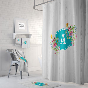 Custom Monogram Shower Curtain , Personalized Bathroom Decor