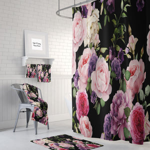Romantic Roses Shower Curtain Optional Bath, Bath Towels   Mat Bathroom Set Lavender
