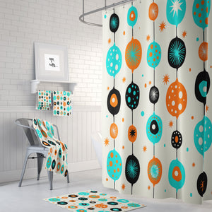 Shower Curtain, Optional Bathroom Decor Mid Century Modern Theme