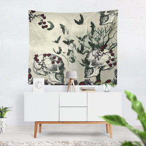 Gothic Skull Wall Tapestry, Spooky Home Decor
