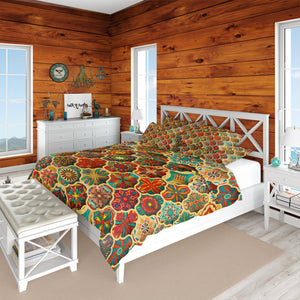 Bohemian Shell Pattern Comforter Set: Twin, Full, Queen, King