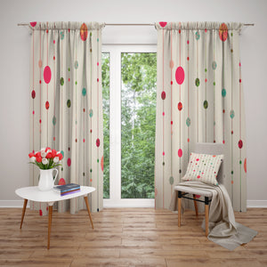 Window Curtains, Mid Century Modern , Blackout or Sheer, Optional Faux Linen Throw Pillow Set