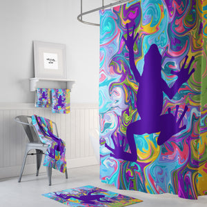 Purple Frog Shower Curtain: Hippie Psychedelic Bath Decor