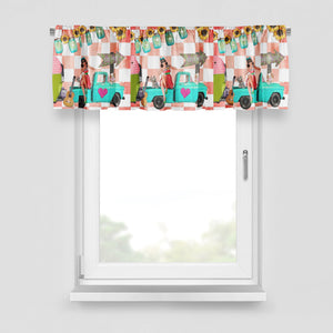 Retro Girl Vintage Theme Window Curtains
