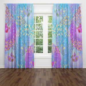 Window Curtains or Valance,  Mystic Waves , Window Treatments "Confetti Rain "