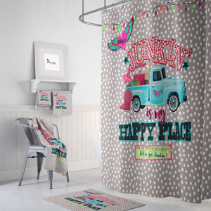 Old Truck Shower Curtain Retro Junking Flea Market Bathroom Decor Optional Towels and Bath Mat Folk and Funky