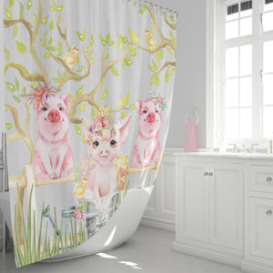 Little Pigs Shower Curtain: Country Chic Farmhouse Bathroom Decor