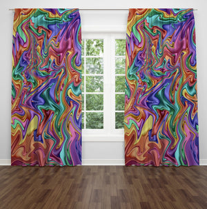 Window Curtains, Crazy Pastel Swirl , Boho Chic