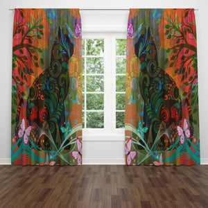 Boho Cat Window Curtains