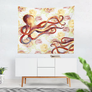 Octopus Wall Tapestry, Rose Floral