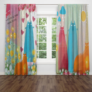 Whimsical Cats Window Curtains: Custom Window Treatments