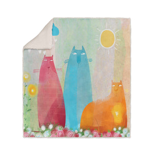 Flossie's Cats Blanket, Sherpa Fleece Throw Blanket