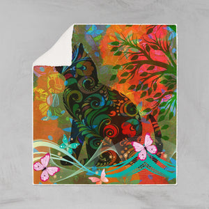 Funky Cat Sherpa Fleece Blanket