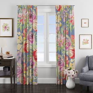 Painted Floral Window Curtains