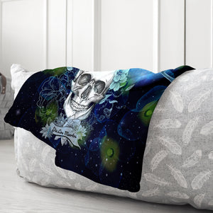 Blue Gothic Skull Blanket