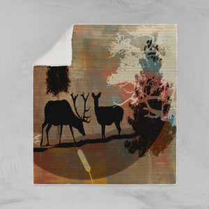 Rustic Lodge Woodland Sherpa Blanket