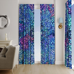 Blue Boho Window Curtains
