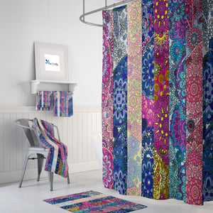 Boho Paisley Shower Curtain , Add On Towels, Bath Mat Options