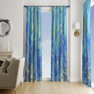 Swirled Peacock Window Curtains