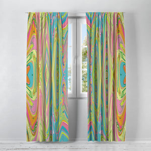 Tropical Swirls Coastal Window Curtains Abstract Window Treatments