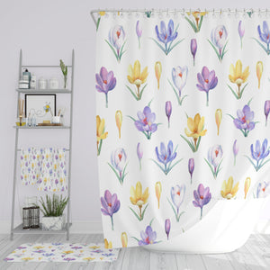 Watercolor Blooms Floral Shower Curtain Bath Mat Towel Options