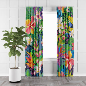 Tropical Wildflower Window Curtains Options Sheer, Semi Sheer, Lined, Blackout, Valances, Many Sizes