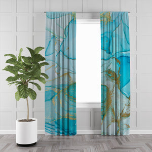 Turquoise Mist Window Curtains Options Sheer, Semi Sheer, Lined, Blackout, Valances, Many Sizes