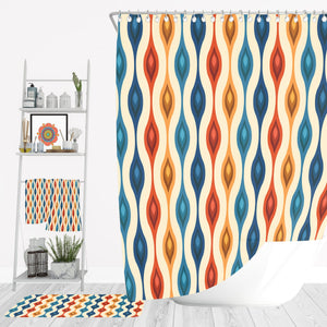 Mid Century Design Shower Curtain Bath Mat Towel Options