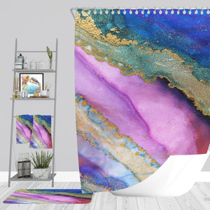 Watercolor Abstract Shower Curtain,Bath Mat, Towel Options