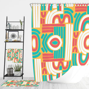 Geometric Mod Abstract Shower Curtain, Bath Mat, Towel Options