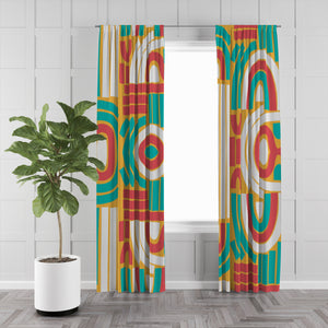 Mod Geometric Window Curtains Options Sheer, Semi Sheer, Lined, Blackout, Valances, Many Sizes