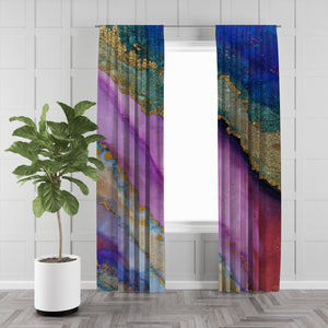 Watercolor Abstract Window Curtains Options Sheer, Semi Sheer, Lined, Blackout, Valances, Many Sizes