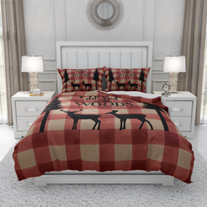 Duvet Cover Set Rustic Lodge Bedding with Shams Cabin Decor Woodland Bedroom