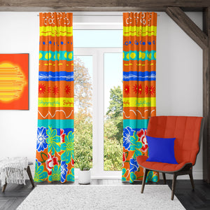 Orange Color Burst  Window Curtains Lined, Blockout, Sheer, Semi Sheer, Valance Options