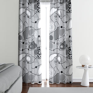Gray Mid Century Modern Window Curtains Atomic Swirl