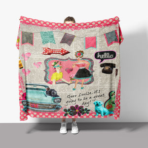 Retro Theme Sherpa Throw Blanket Geez Louise