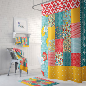 Boho Chic Shower Curtain Peasant Patchwork Print Multiple Options Bathroom Decor