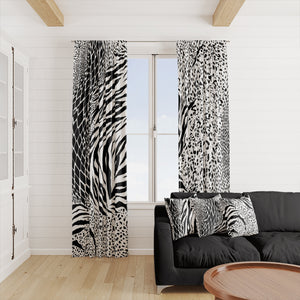 Black and White Zebra Window Curtains Modern Animal Print Drapes Blackout or Sheer Panels Folk and Funky
