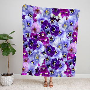 Purple Pansy Floral Blanket