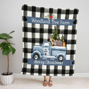 Blue Truck Christmas Blanket