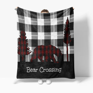 Buffalo Plaid  Fleece Blanket Bear Crossing