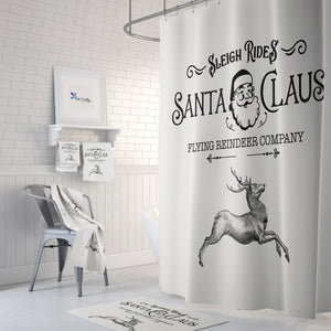 Reindeer Santa Claus Christmas Shower Curtain: Holiday Bathroom Decor