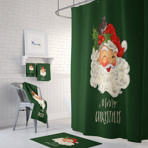 Vintage Santa Shower Curtain: Holiday Bathroom Decor