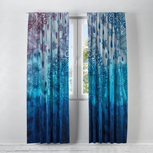 Gradient Blue Boho Window Curtains