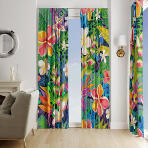 Tropical Floral Window Curtains Boho Theme