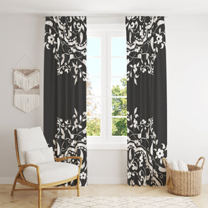 Window Curtains Dark Gray and White