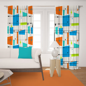 Bright Mid Century Modern Window Curtains Retro Vibe Many Options