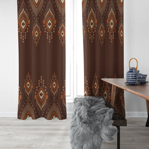 Brown Boho Ikat Window Curtains Custom Sizes Available