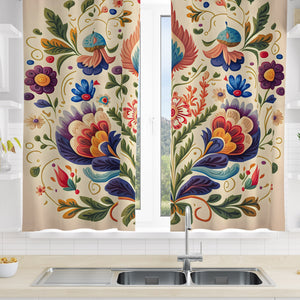 Tole Floral Beige Window Curtains